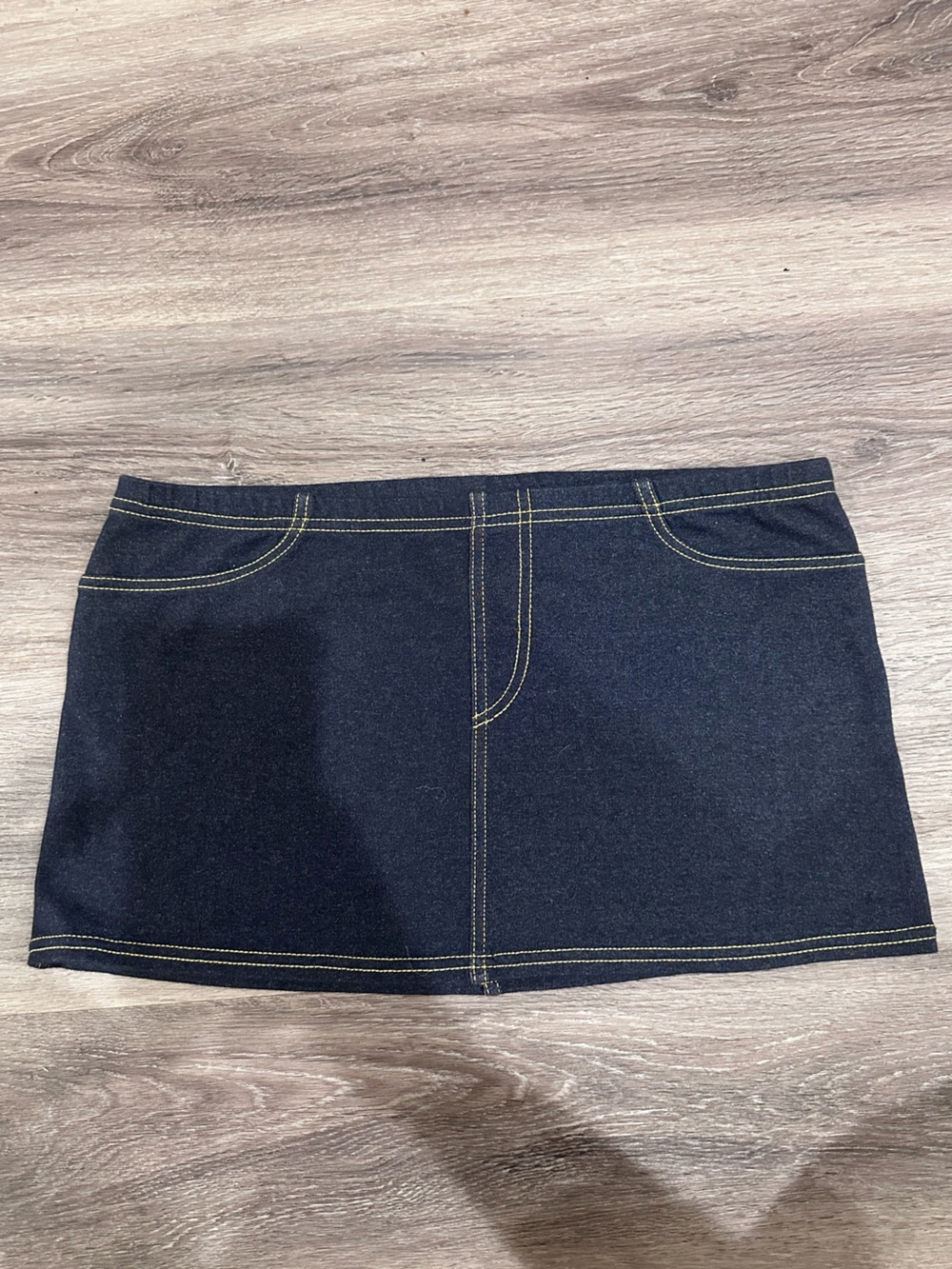Vintage Y2K Danskin Dark Denim Look Mini Skirt Contrast Stitch Size M 2000s Jean